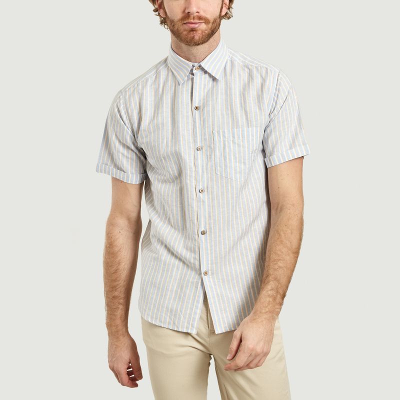 Javier Linen Short Sleeves Striped Shirt - Cuisse de Grenouille