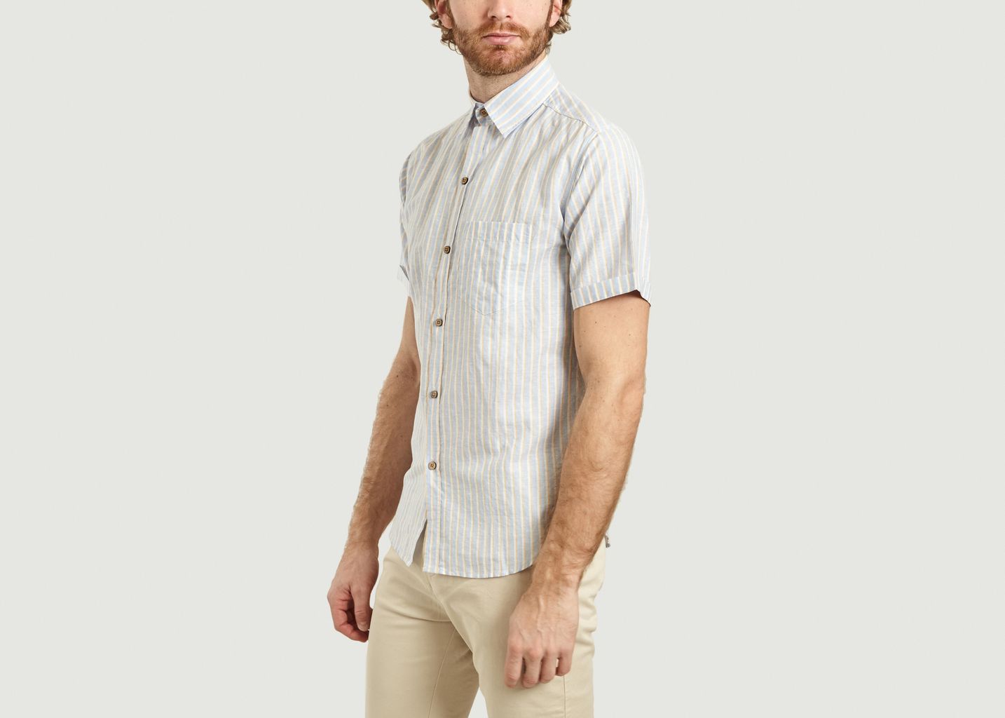 Javier Linen Short Sleeves Striped Shirt - Cuisse de Grenouille