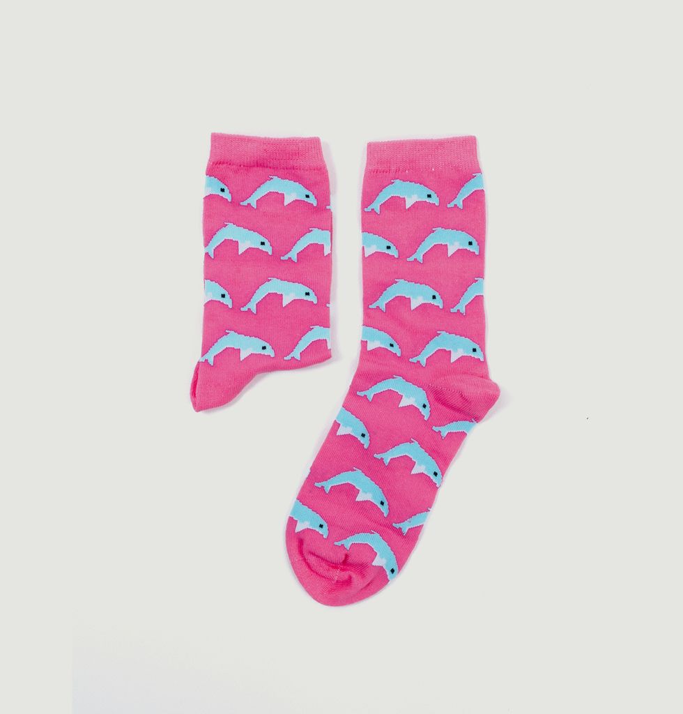 Chaussettes coton bio fille - motif dauphin