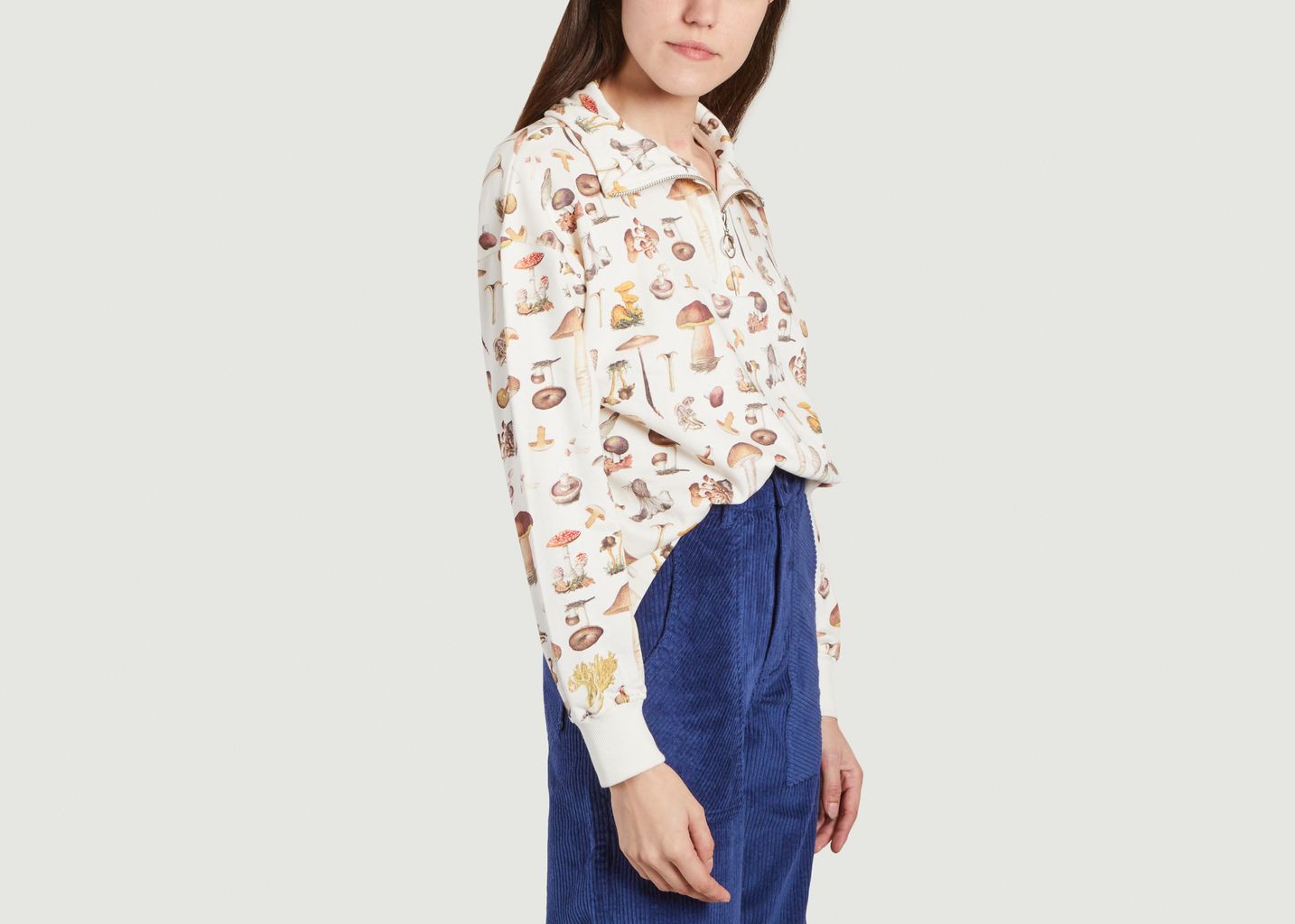 Sweatshirt col camionneur imprimé champignons Mariestad - Dedicated Brand