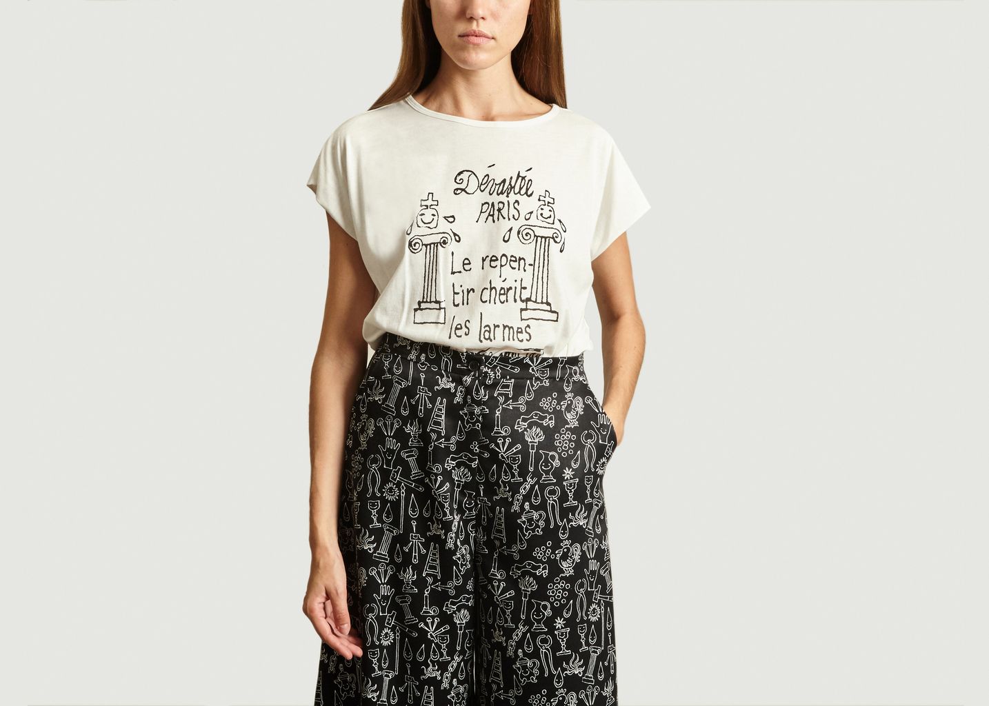 T-Shirt En Coton Et Modal Sérigraphié - Dévastée