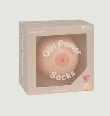 Girl Power White Breast Socks