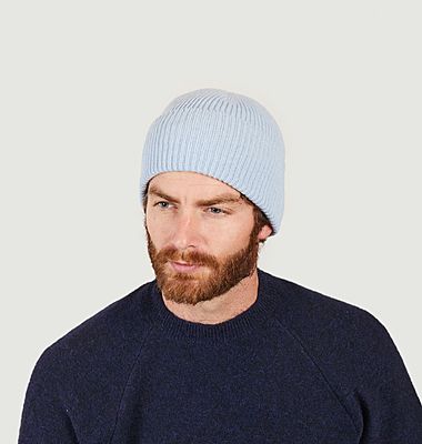 Plain cashmere and wool recycelt hat 