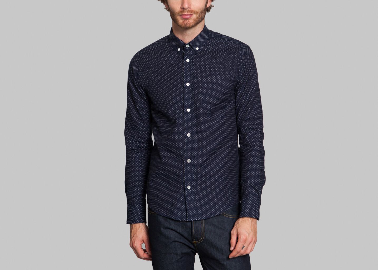 Chemise Polka Dot Drapeau Noir Bleu Marine L'Exception