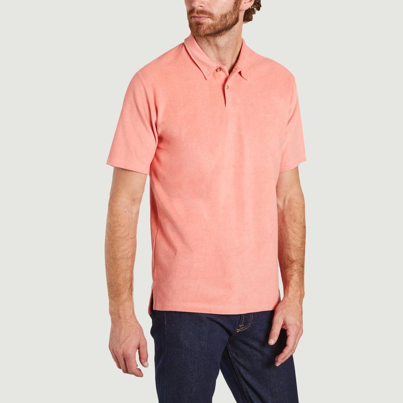 Terry Salmon Polo T-Shirt in cotton and modal - Edmmond Studios