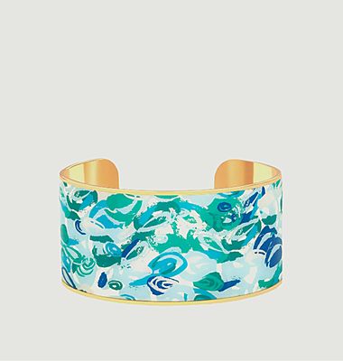 Adjustable Thalia cuff 3cm printed in gold brass and lacquered