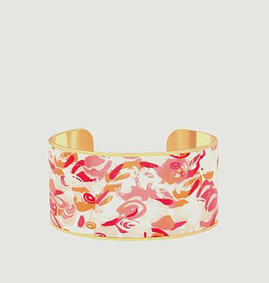 Adjustable Thalia cuff 3cm printed in gold brass and lacquered