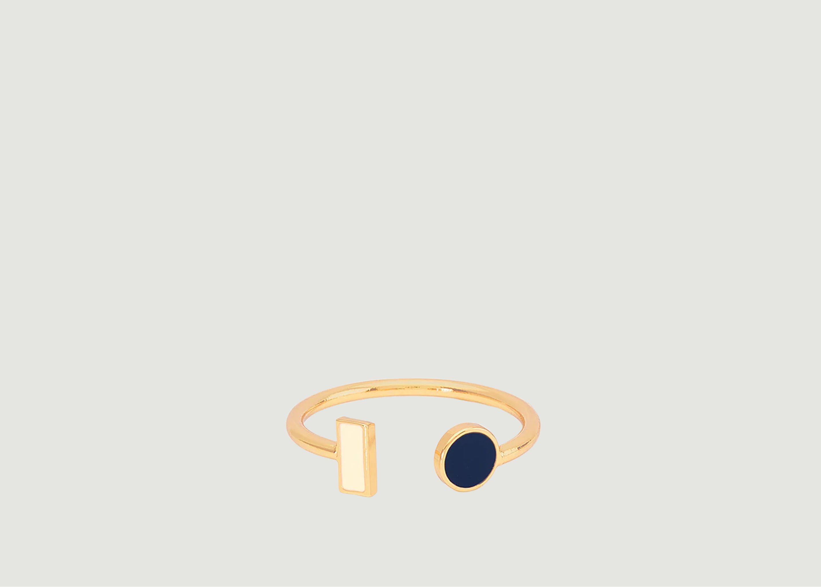 Verstellbarer, offener, zweifarbiger Celeste-Ring aus vergoldetem, lackiertem Messing - Bangle Up