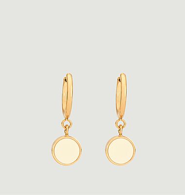 Celeste creole earrings with round, in gold plated brass