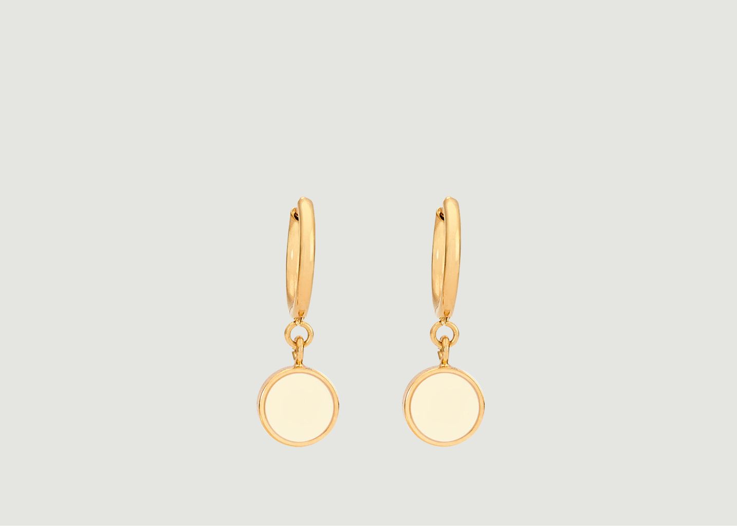 Celeste creole earrings with round, in gold plated brass - Bangle Up