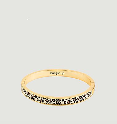 Bracelet plaqué or et laque léopard Tina