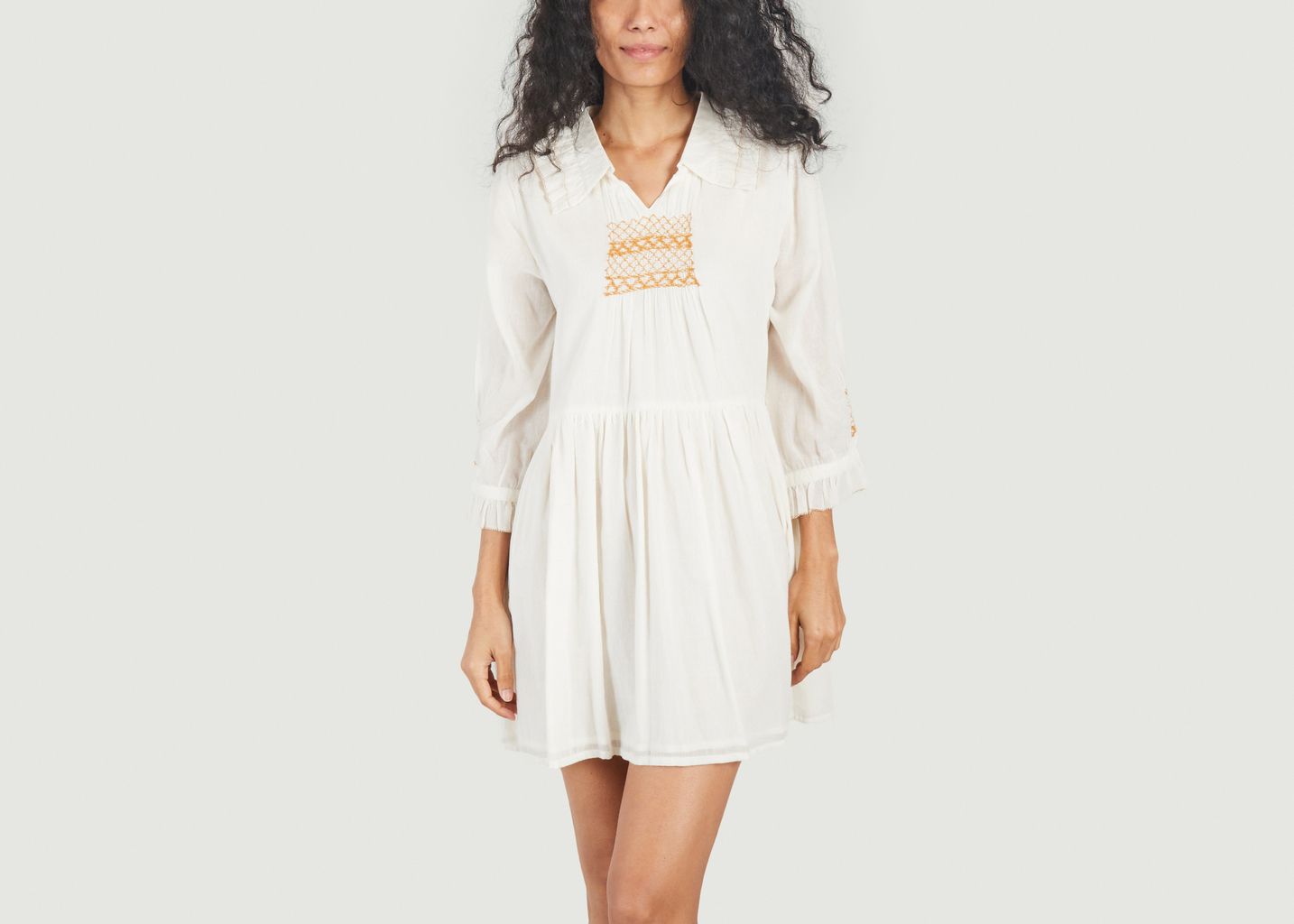 Short dress with long sleeves in cotton voile - Emile & Ida