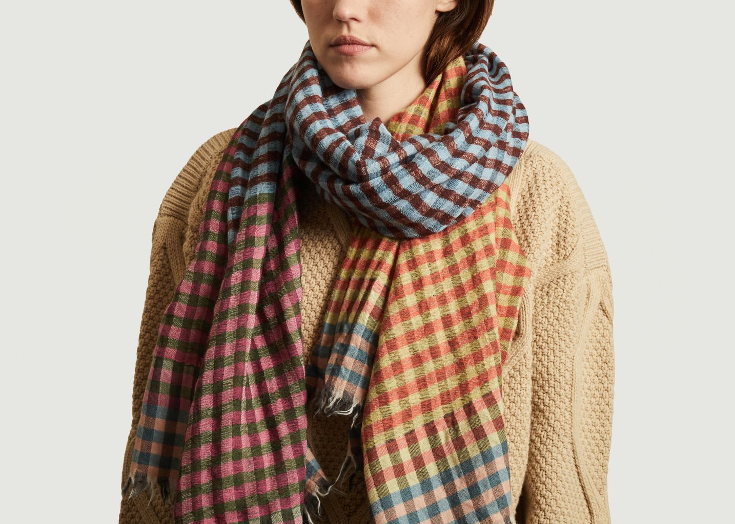 Epice Check 4 wool checked stole - Epice
