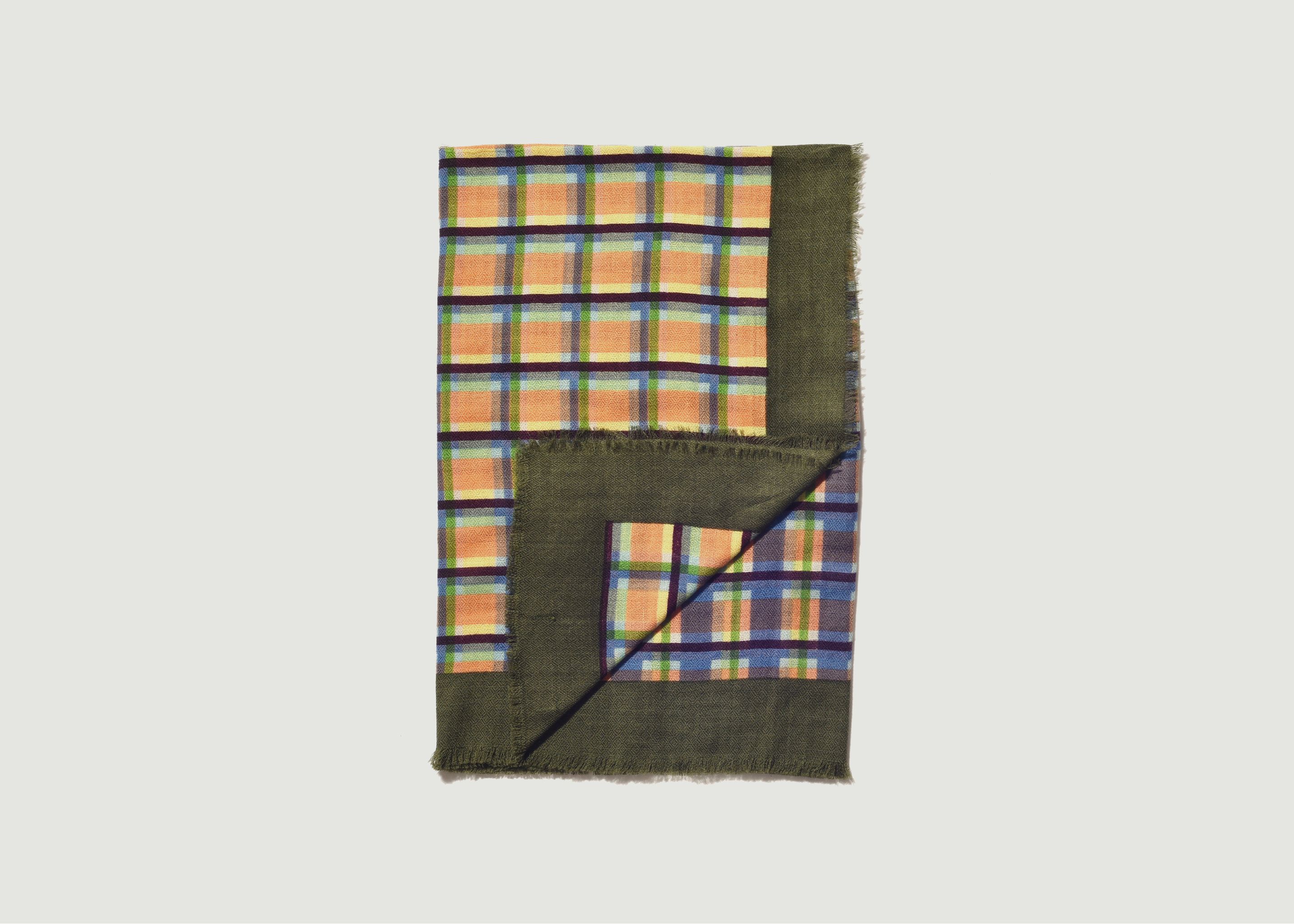 Foulard carré en lainage à carreaux SW 2145 - Epice