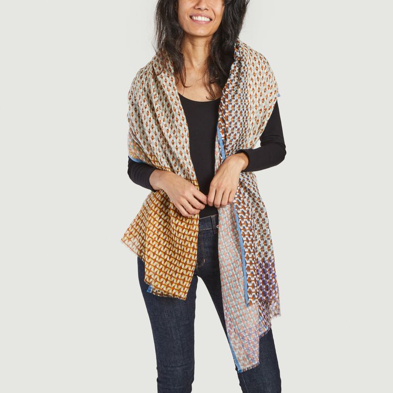 Stole geometric pattern in cotton and silk PS 2240 - Epice