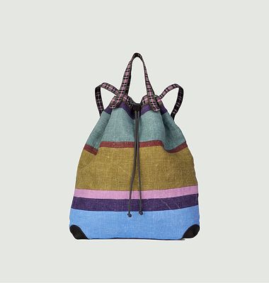 Hand woven linen backpack 