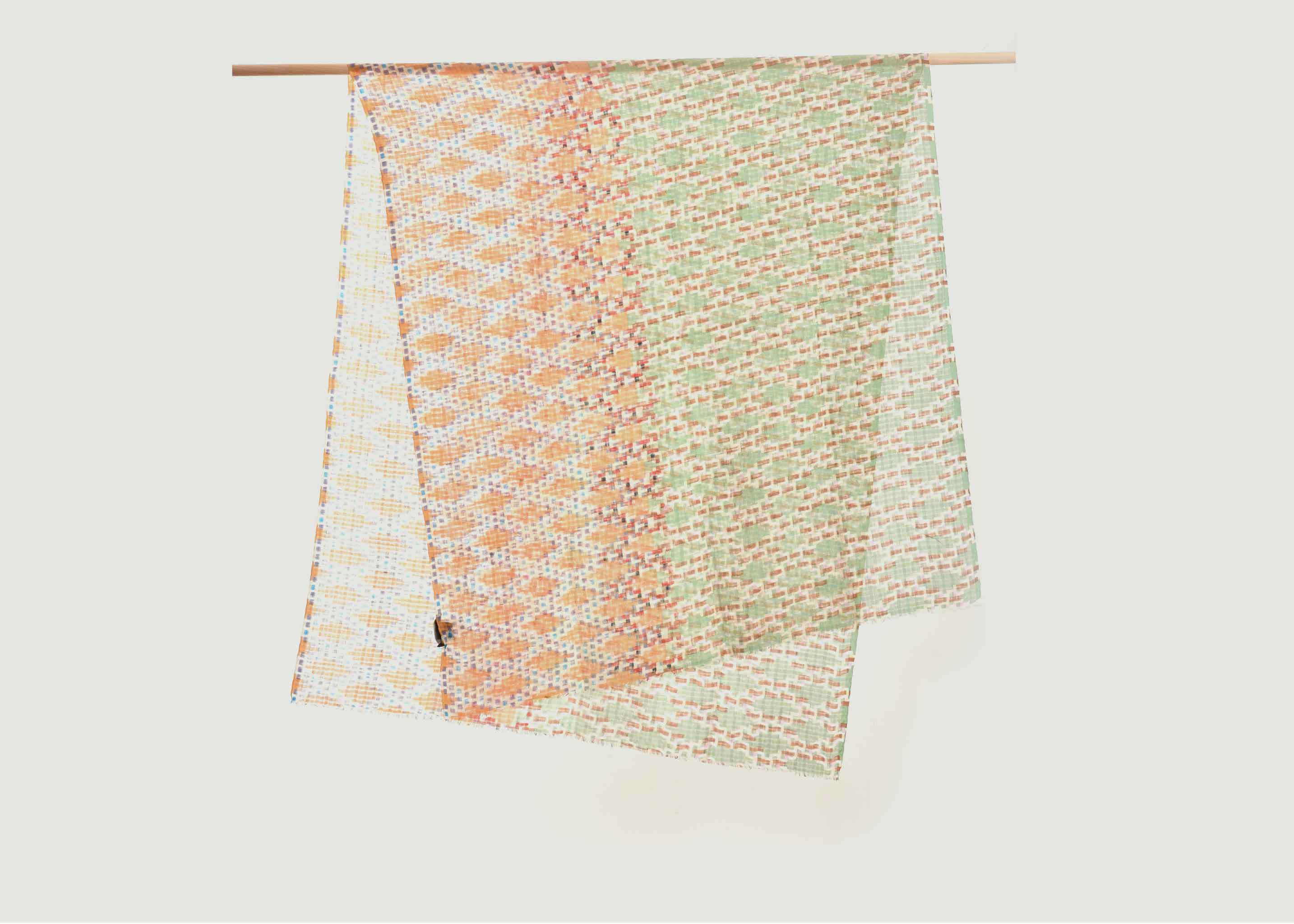 Cotton And Silk Stole With Geometric Pattern - Epice