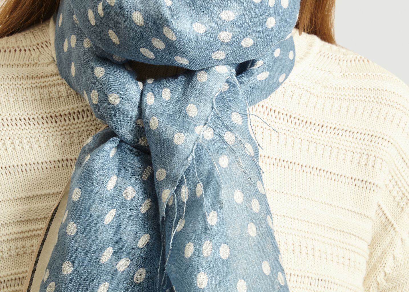 Polka Dots Pattern Linen And Cotton Scarf - Epice