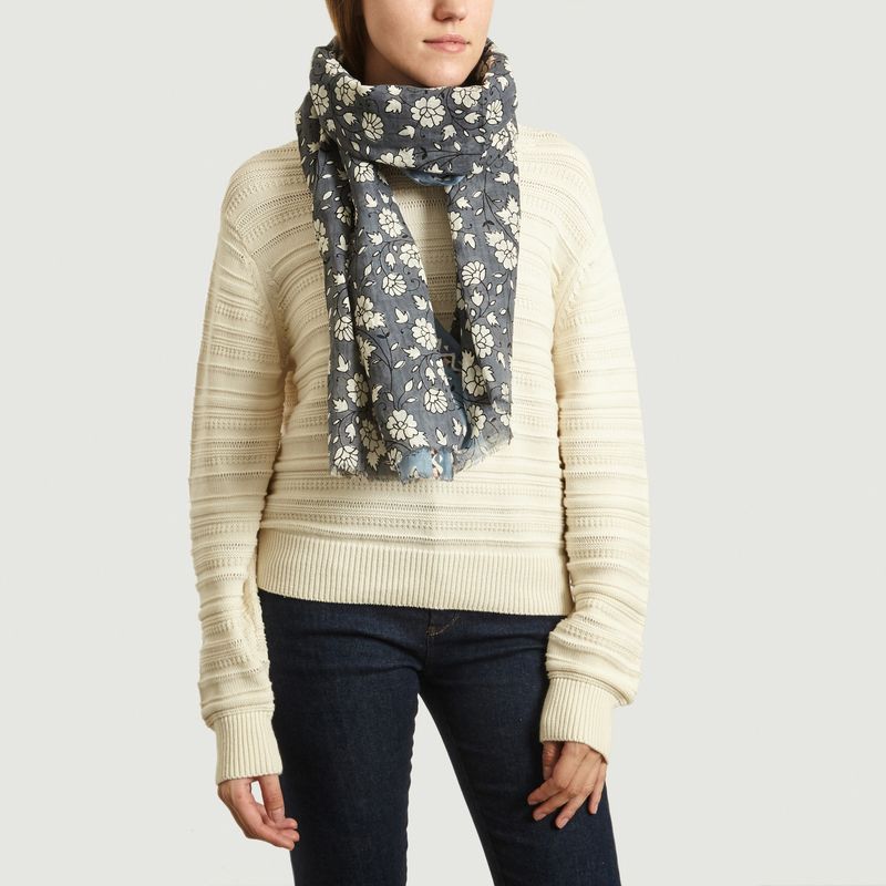 Étole Motif Fleuri En Lin Et Coton - Epice