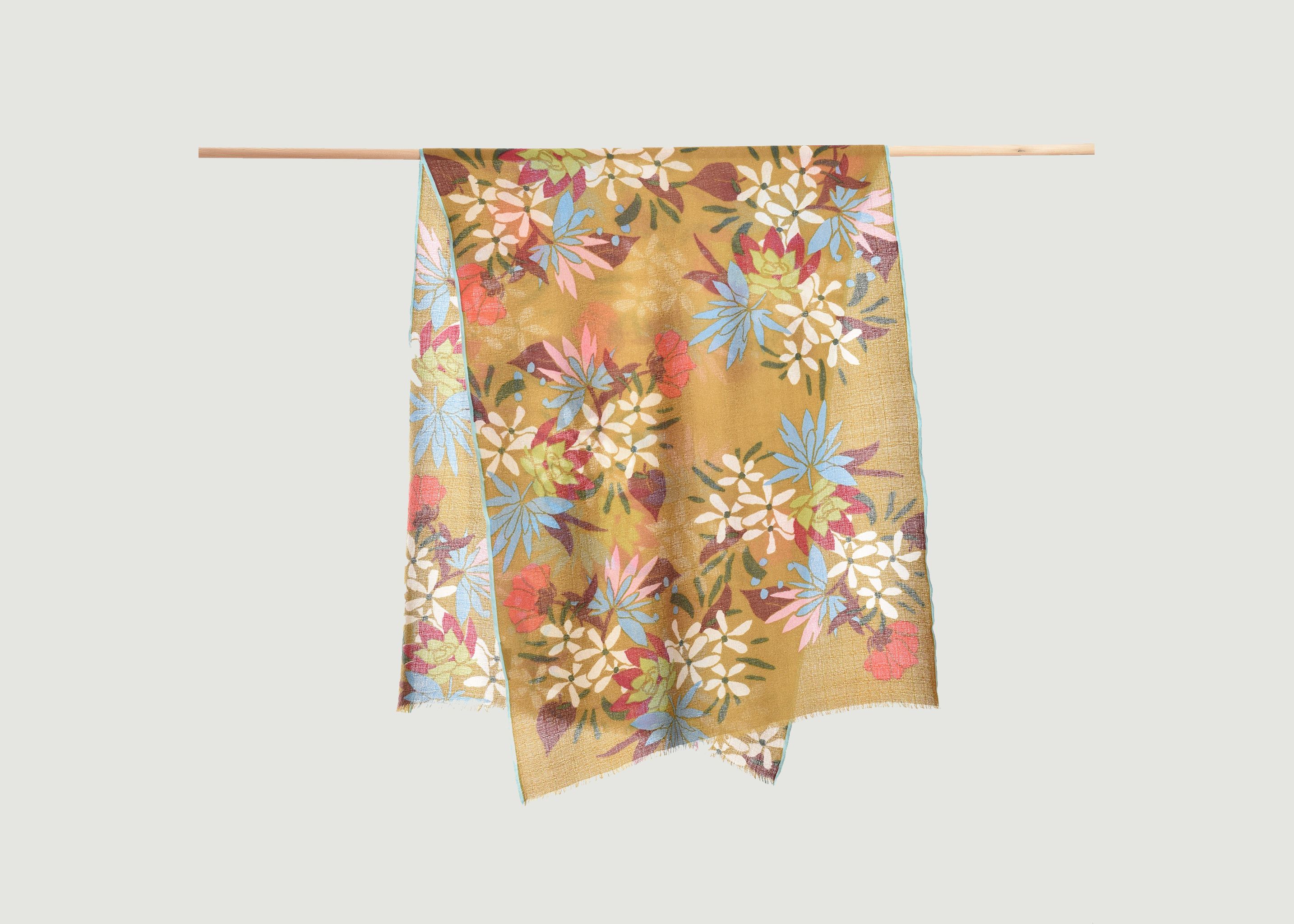 Wool, silk and cashmere flower stole - Epice
