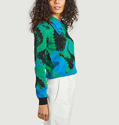 Pull col montant boutonné motif marbré Phyllis