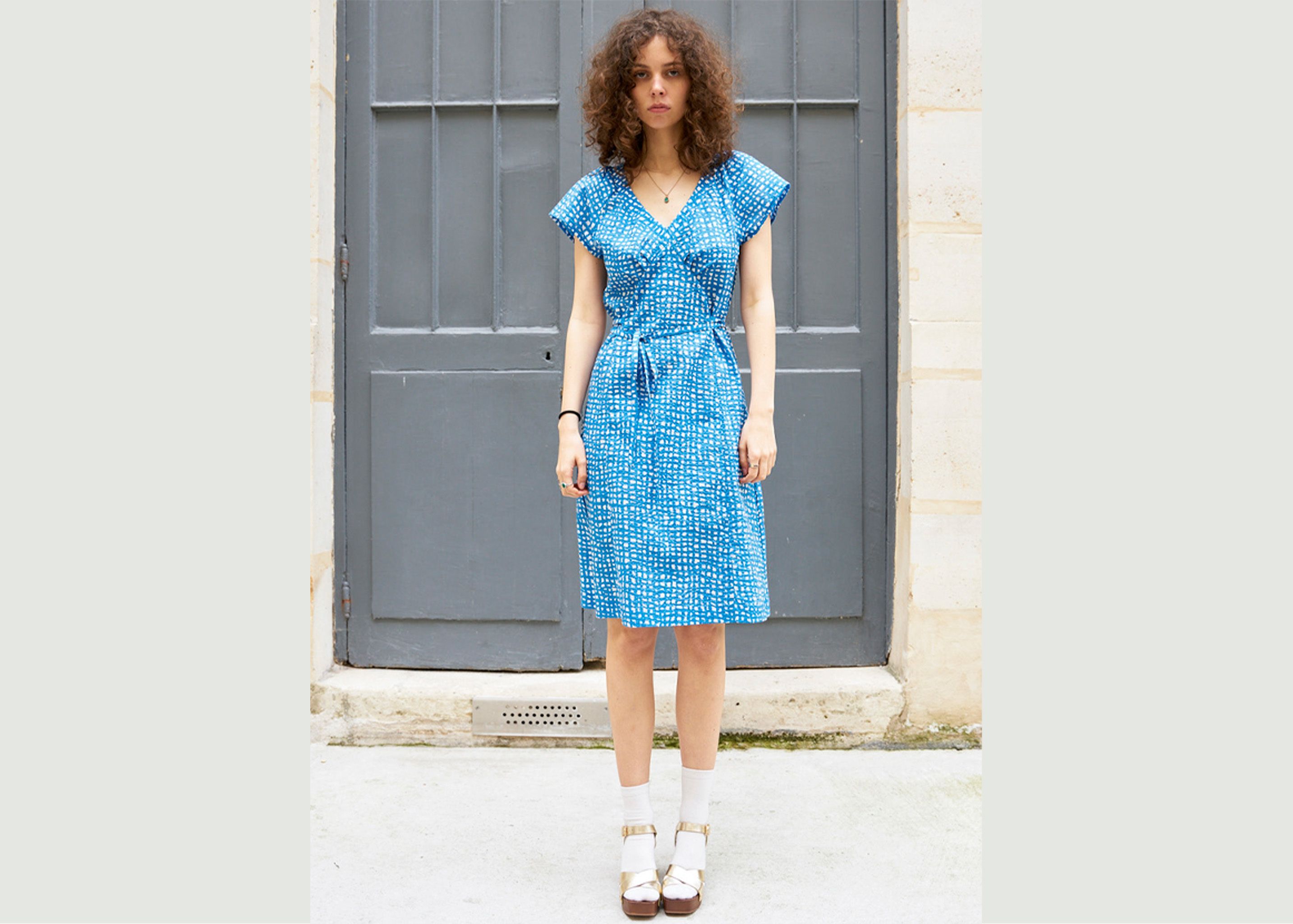 Rebecca - Seersucker Print Dress - Erotokritos