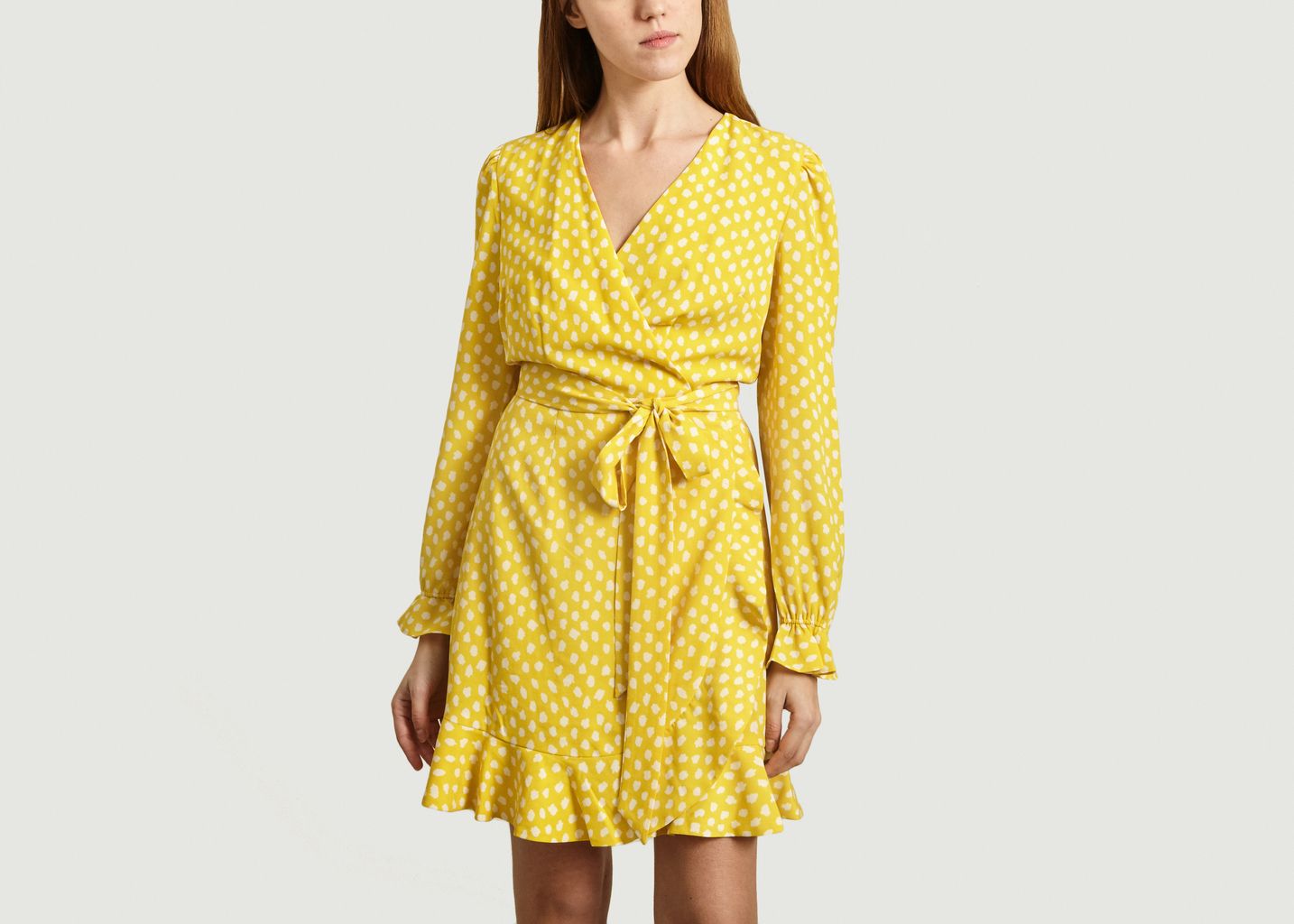 yellow wrap dress