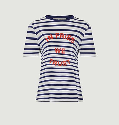 In Fries We Trust printed striped t-shirt
