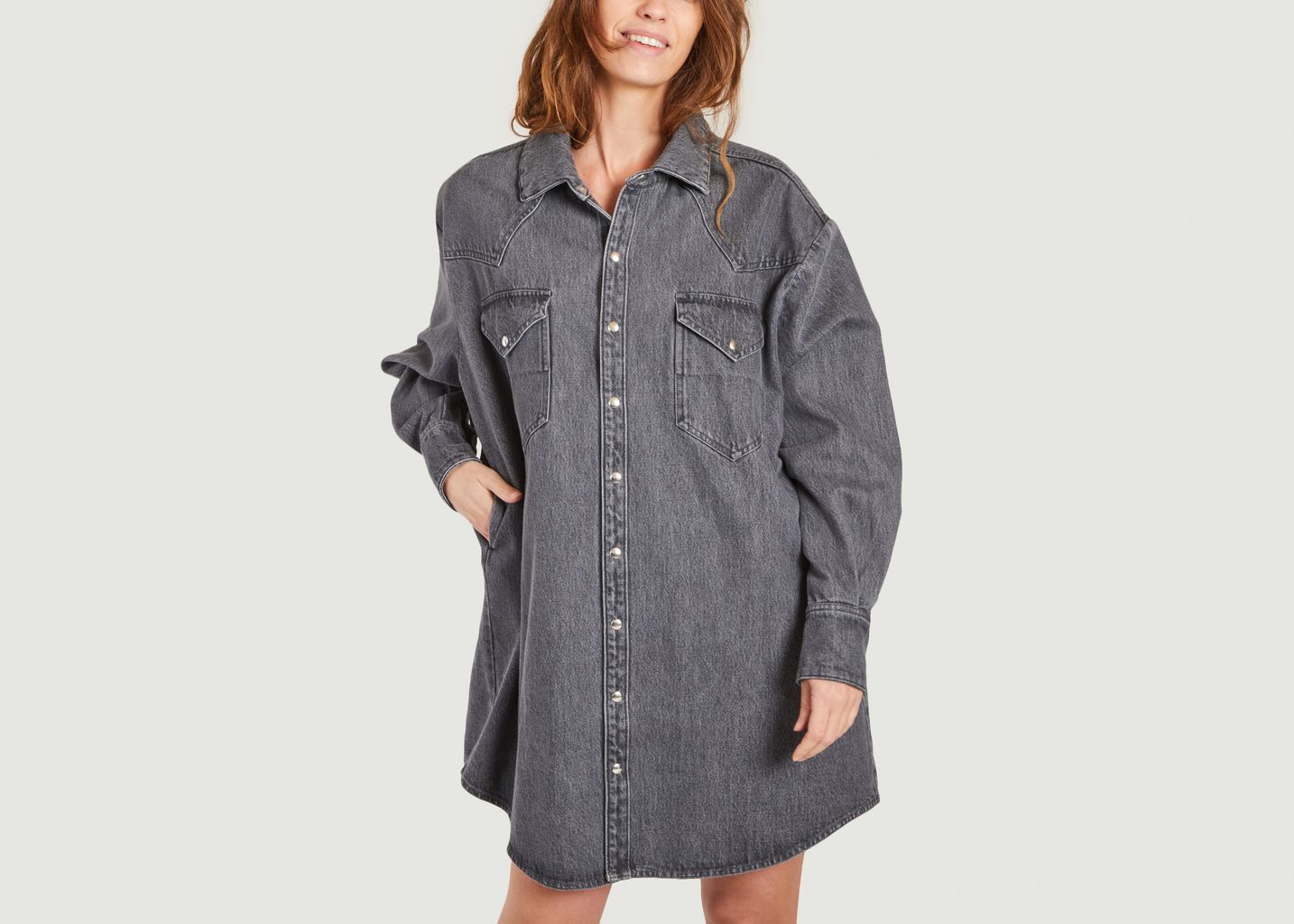 Robe-chemise courte oversize en denim Gloria - Façon Jacmin