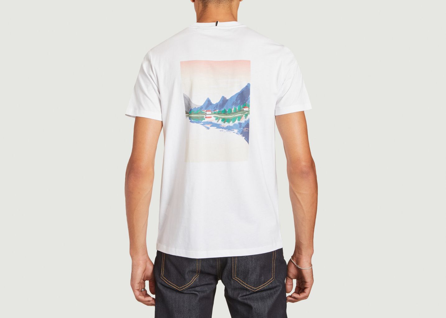 Arcy cyclist and mountains printed t-shirt - Faguo