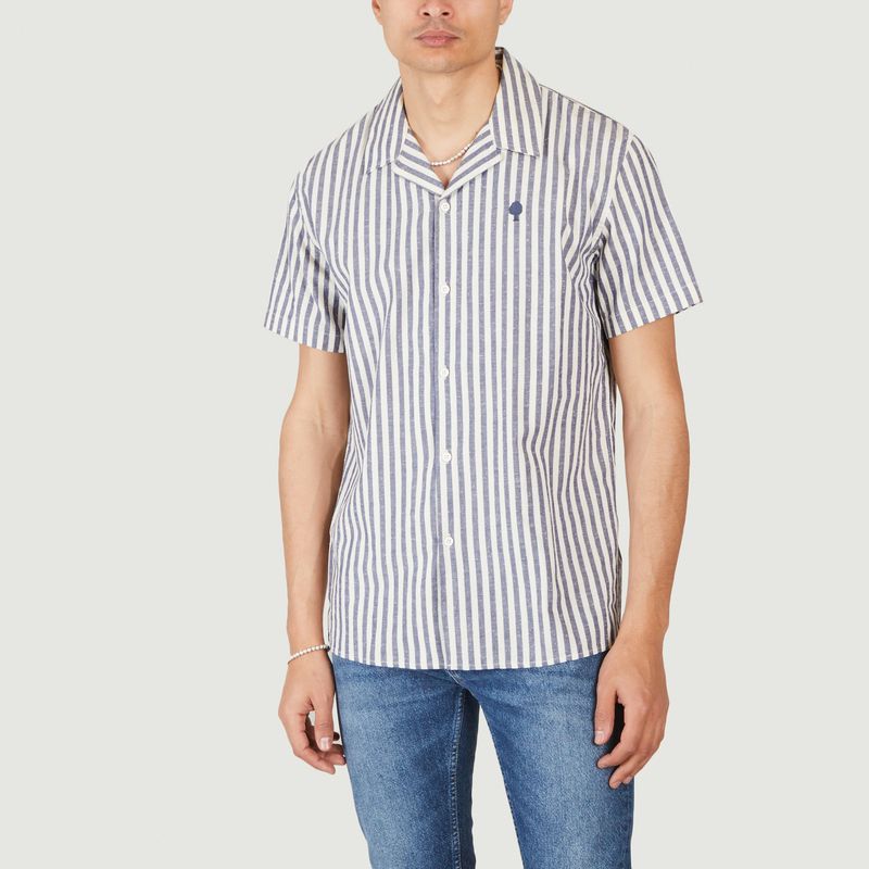Vimy organic cotton striped short sleeve shirt - Faguo