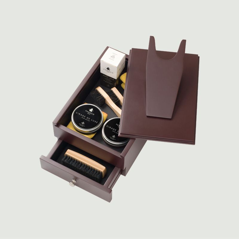 Box with products and brushes Shoe Shine Foot - Famaco Paris