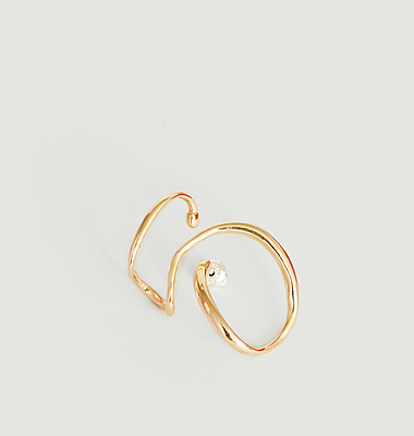 Boucle d'oreille unitaire plaqué or Cursive droite