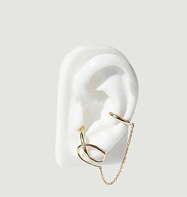 Boucle d'oreille avec earcuff plaqué or Cobra