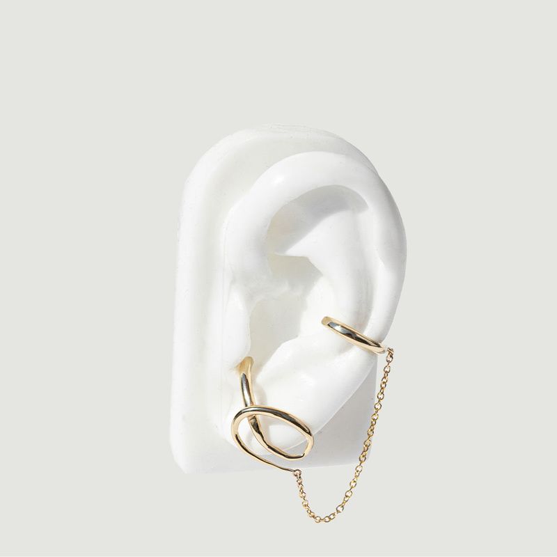 Boucle d'oreille avec earcuff plaqué or Cobra - FARIS