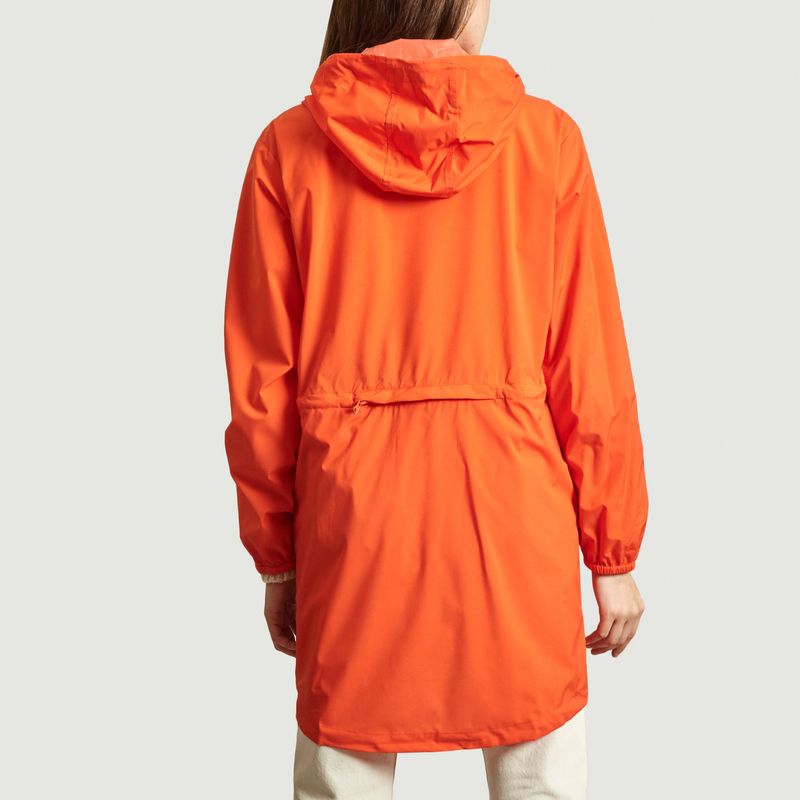 womens orange raincoat