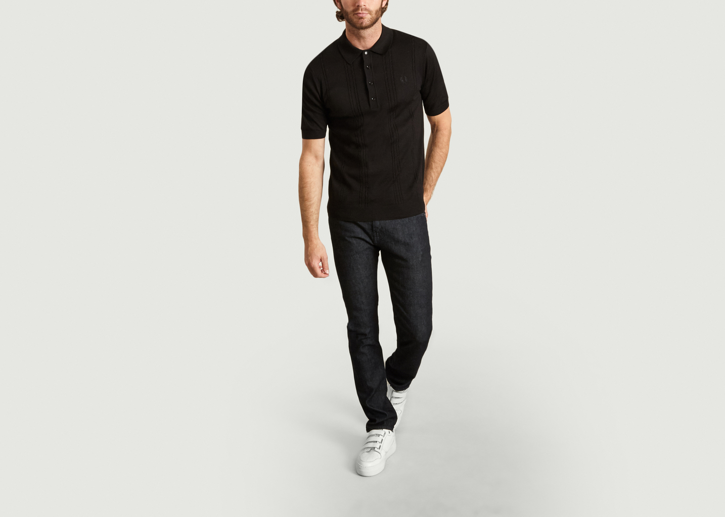 fred perry cable knit polo