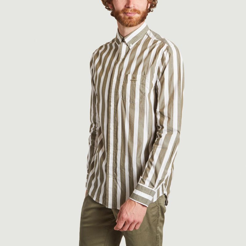 Gestreiftes, gerades Hemd aus Baumwollpopeline - Gant