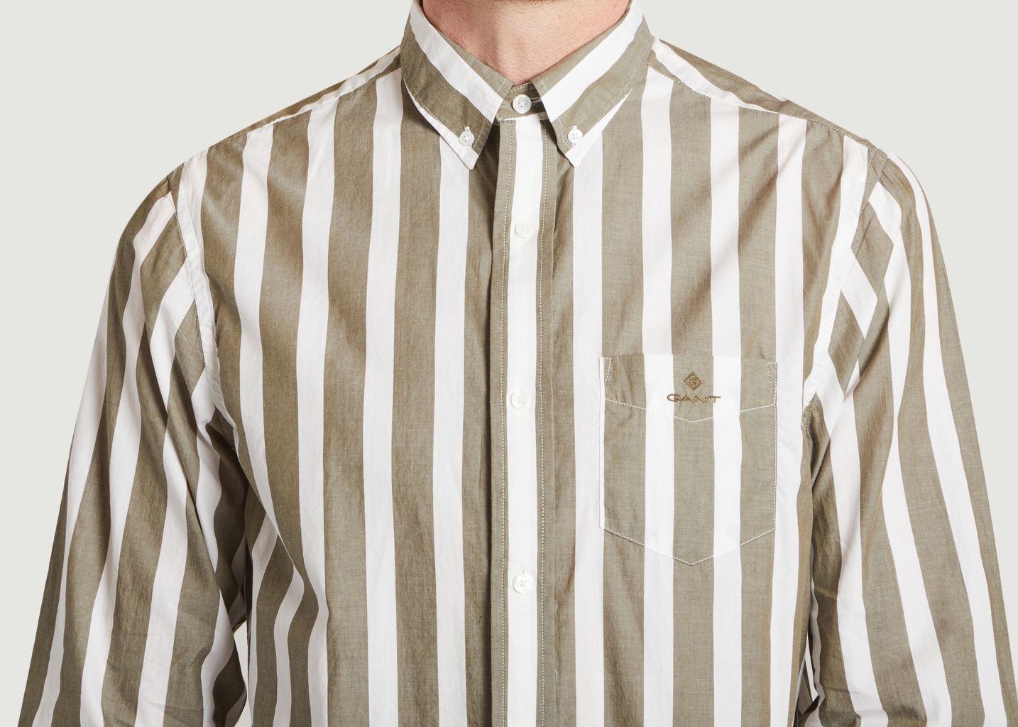 Chemise droite rayée en popeline de coton - Gant
