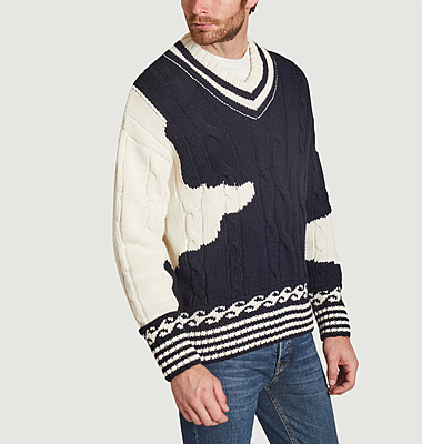 V-neck jumper in Intarsia