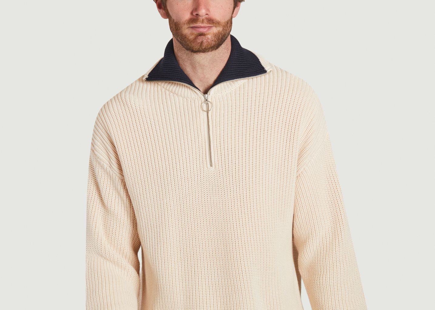 Gerippter Pullover mit halbem Reißverschluss - Gant