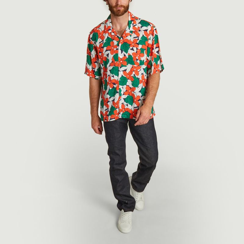 Verkaufen Sie Relaxed Gant Hemd mit Ärmeln zu Blumendruck kurzen -50%| Fit L\'Exception aus mit Grün Viskose