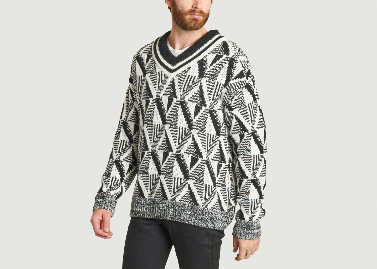 V-neck sweater with geometric pattern - Gant