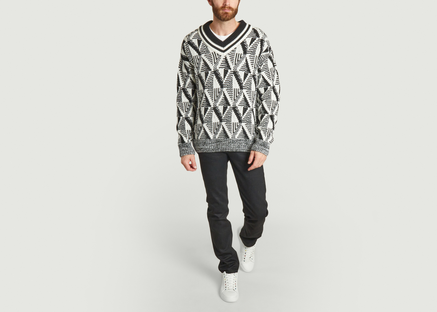 V-neck sweater with geometric pattern - Gant