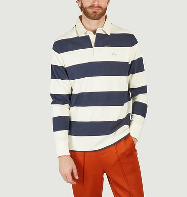 Striped long-sleeve polo shirt