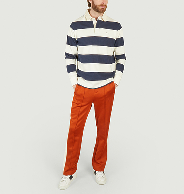 Flared jogging pants with contrasting stripes