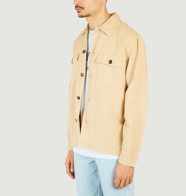 Plain overshirt in linen and cotton twill