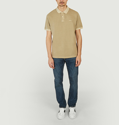 Sunfaded cotton pique polo shirt