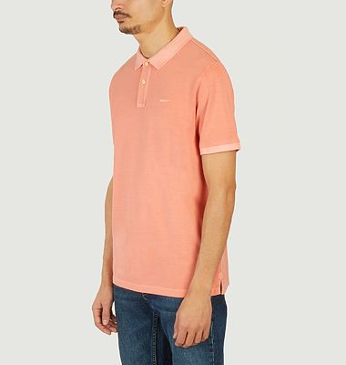 Sunfaded cotton pique polo shirt