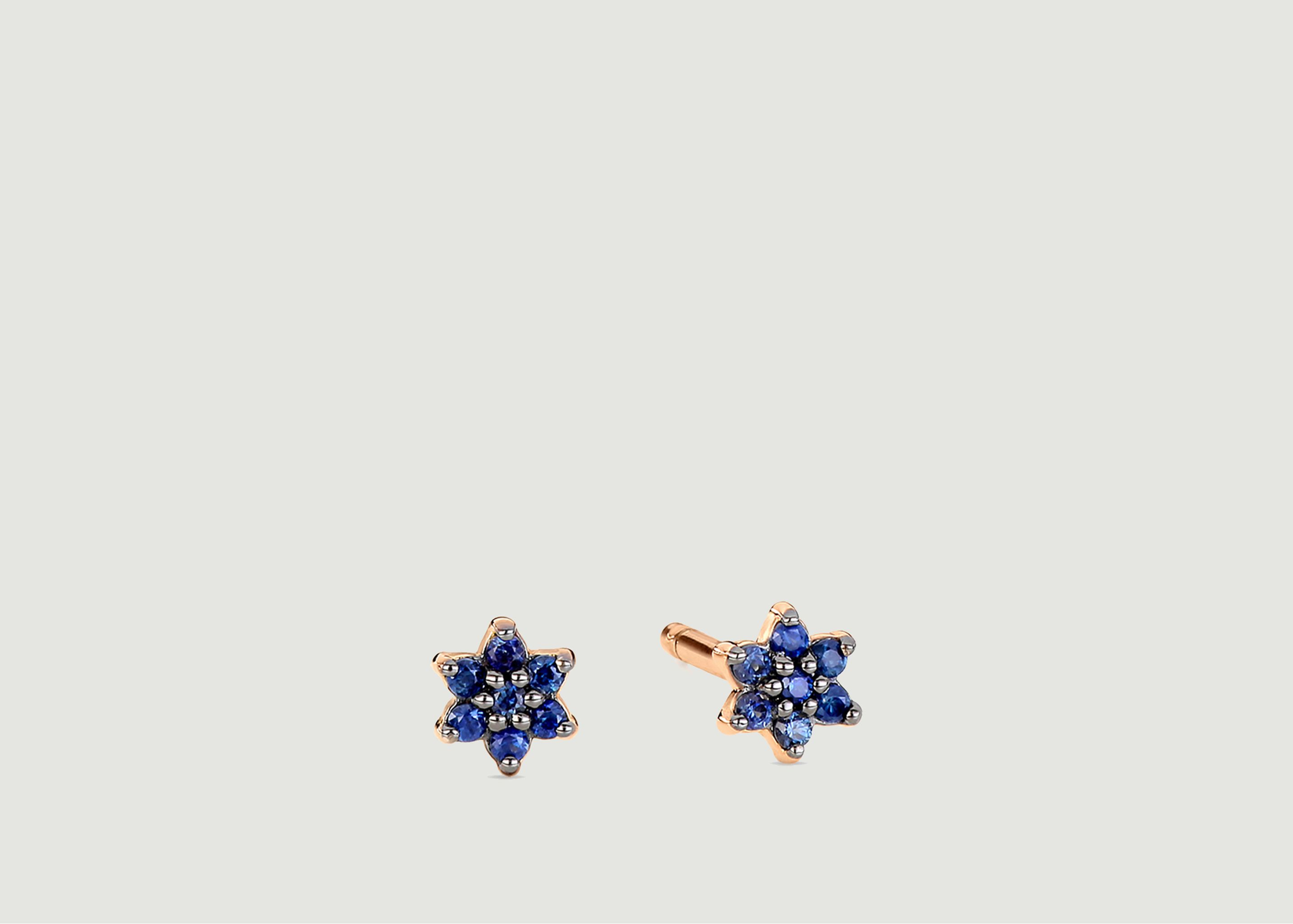 Mini Star rose gold and sapphire stud earrings - Ginette NY